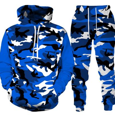 Erkek Eşofman Rahat Kamuflaj Avcılık Hayvan Tavşan 3D Hoodie Kazak Pantolon 2 Parça Set Bahar Sonbahar Erkek Giyim Takım Elbise