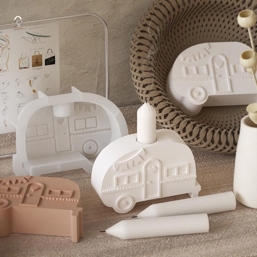 Multipurpose Silicone Candle Holder Mold Accessory for Crystal Epoxy Resin Plaster Bus Decoration Craft Supplies