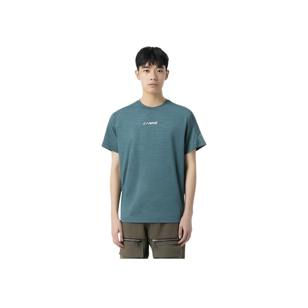 Li Ning Cool Tea T Casual Sports Round Neck Pullover Short Sleeve T-Shirt Men Tops Wild-Duck-Green Flower-Gray ATSU725-1