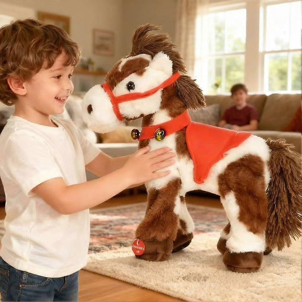 Electric Plush Horse, Interactive Spotted Pony, Plush Pet Huggable Stuffed Animal for Kids Christmas Birthday Gifts