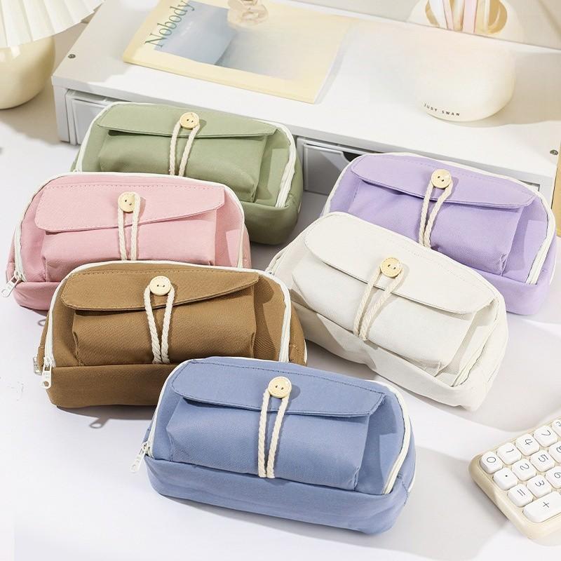 Canvas Multilayer Pencil Case For Students With Large Capacity Creative Design For School Use