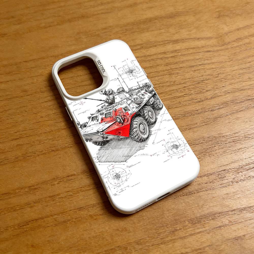 BTR-80 Armored Vehicle Sketch Phone Case for iPhone 17 16 15 14 13 12 11 Pro Plus Max Air Mini X XS TPU Bumper iPhone16PRO