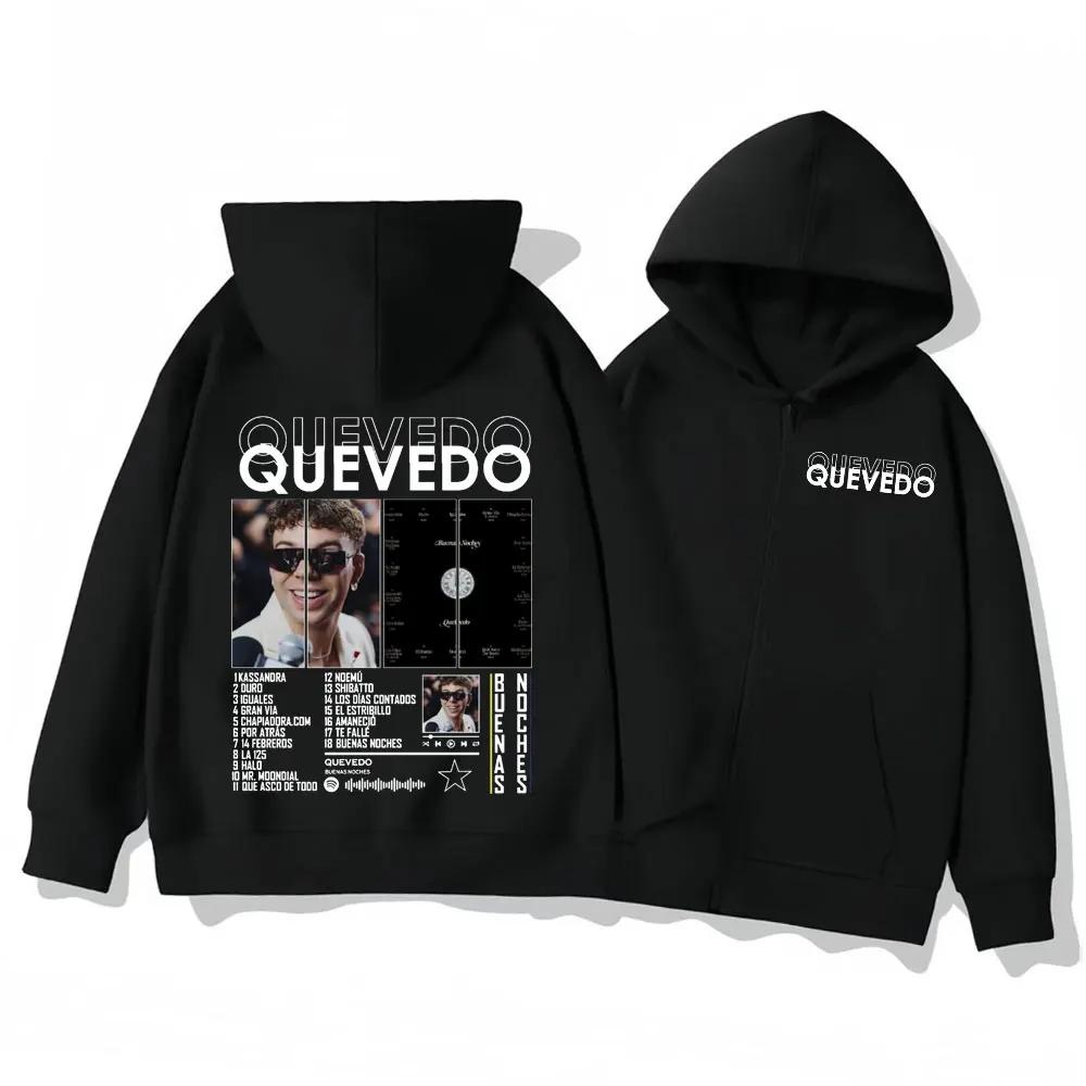 Rapper QUEVEDO Buenas Noches Merch Hoodies Men Women Clothing Fashion Hip Hop Pullovers High Quality Fleece Hooded Sweatshirts