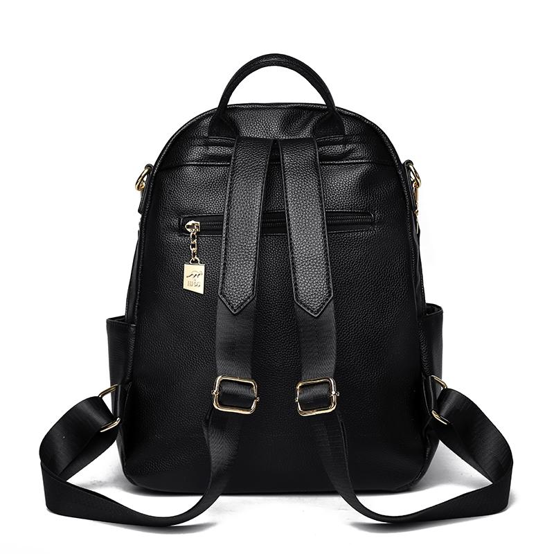 Vintage Backpack Women's Solid Color Backpack Large Capacity Schoolbag