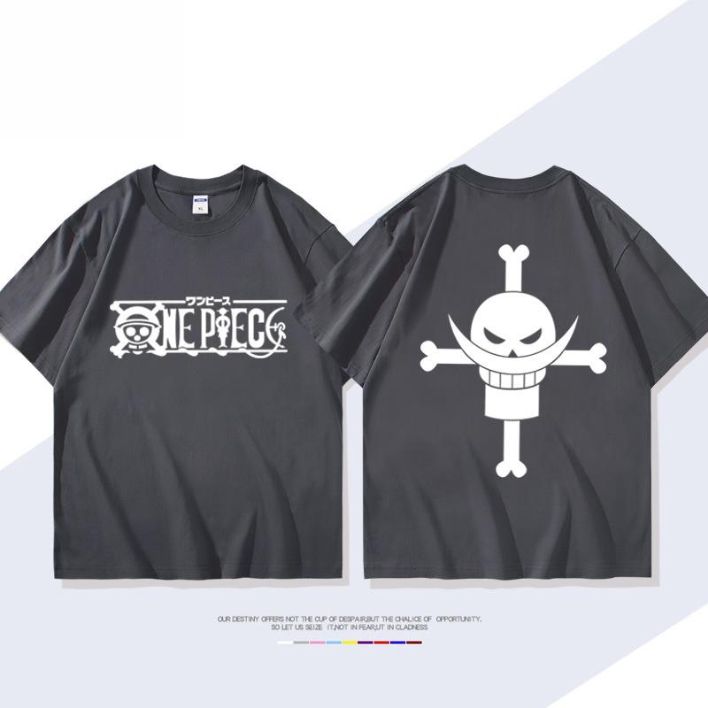 ONE PIECE Animation Derivatives White Beard EdwardNewgate Printed Short Sleeve Tshirt Mens Womens Fashion Loose Cotton Top