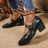 Fashion Comemore Retro High-heeled Women's Shoes Autumn Thick Heel British Style Pointed Head Professional Single Shoes Female Pumps