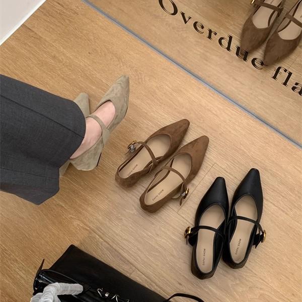 Pointed One-word Buckle with Mary Jane Single Shoes, Versatile and Comfortable Commuting with Skirts, Small Fragrant Style, Comfortable and Gentle Gr
