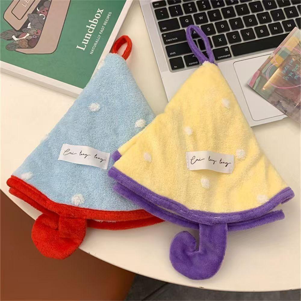 

Coral fleece small umbrella hand towel hanging type cute point thickened bathroom water absorption quick drying towel hand towel 40*40cm жовтий
