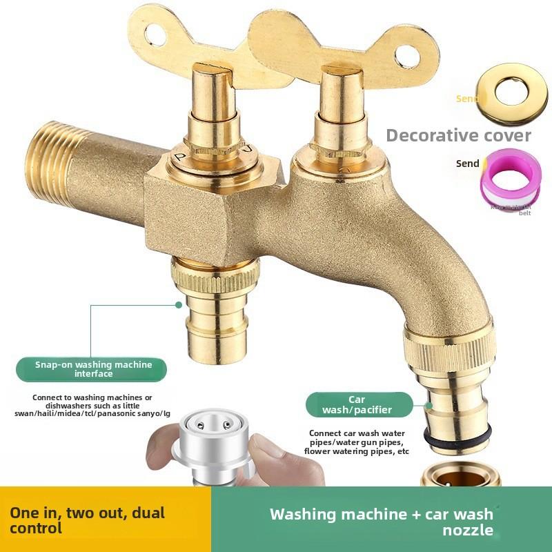 Rubinetto con Blocco a Striscia di Rame Pieno per Cortile Esterno Antigelo e Universale per Acqua Potabile Lavatrice con Chiave