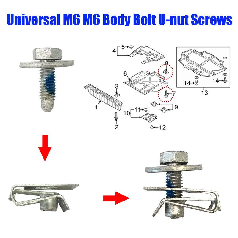 Motorabdeckung Unterbodenschutz Clips M6 Karosseriebolzen U-Mutter Schrauben Halter Spritzschutz für Peugeot 4008 3008 2008 508 408