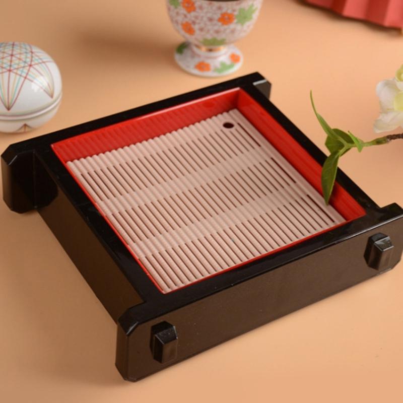 Cold Noodles Plate Plastic Food Plate with Bamboos Mat Food Snacks Dishes Serving Platters Easy to Clean Food Platter