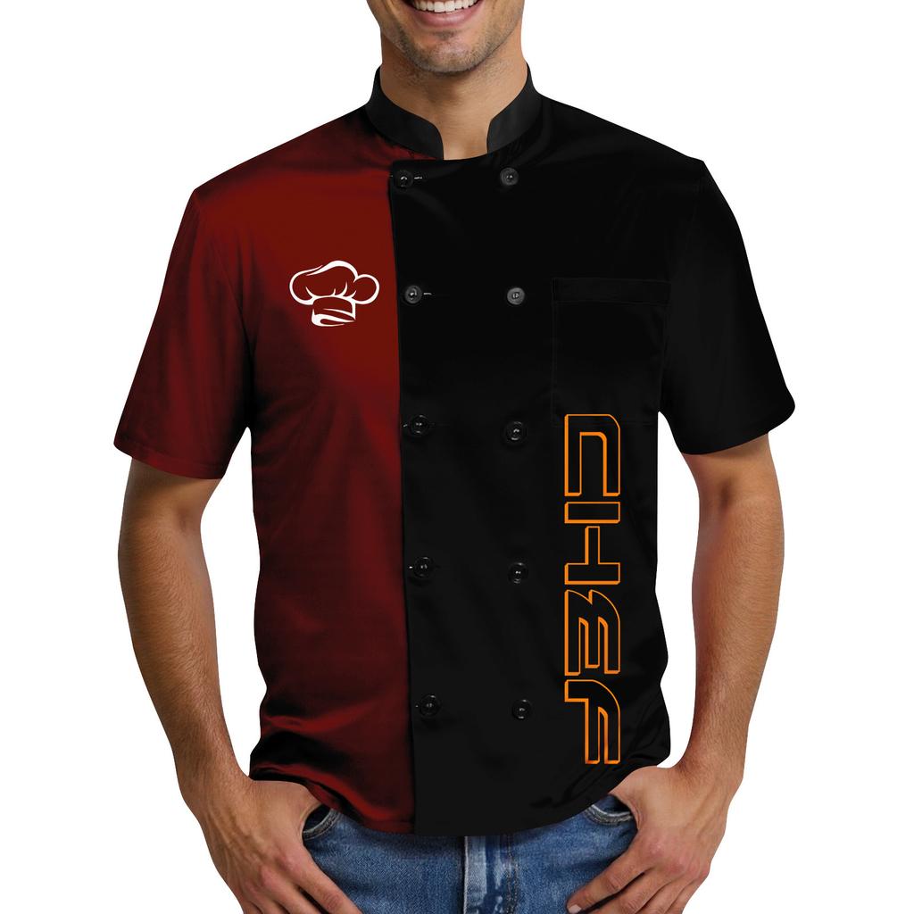 Popular Chef Print Elements Men's Chef Uniform