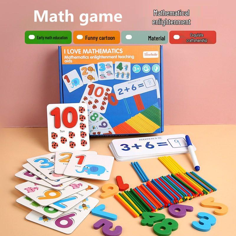 Wooden Math Counting Sticks - Early Education Toys for Addition & Subtraction in Preschool & Kindergarten