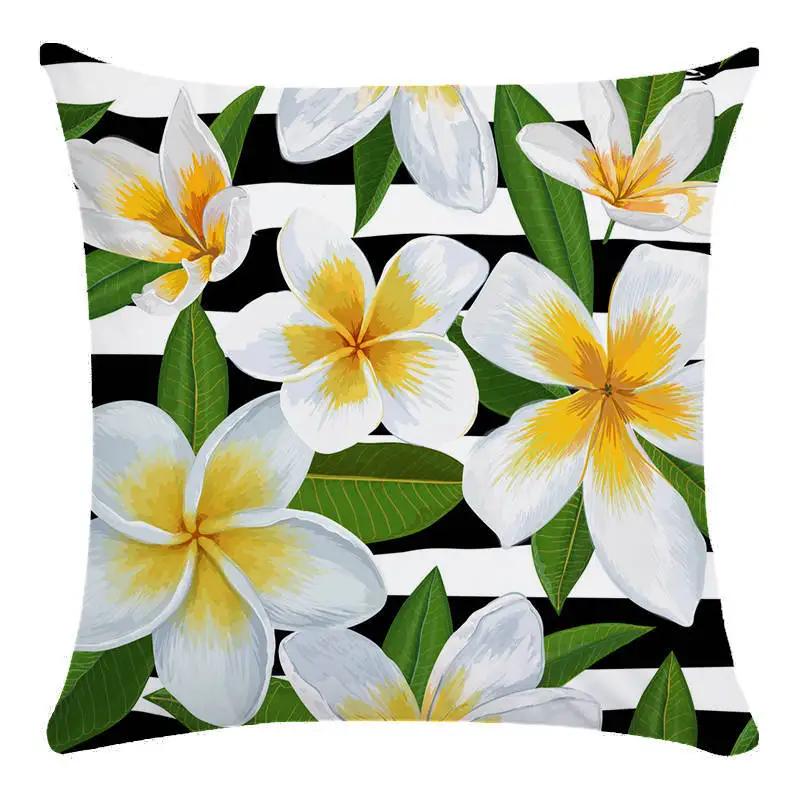 Colorful Parrot Flower Oil Painting Pattern Cushion Cover Sofa Decorative Pillow Cover Floral Pillowcase Home Decor 45X45Cm