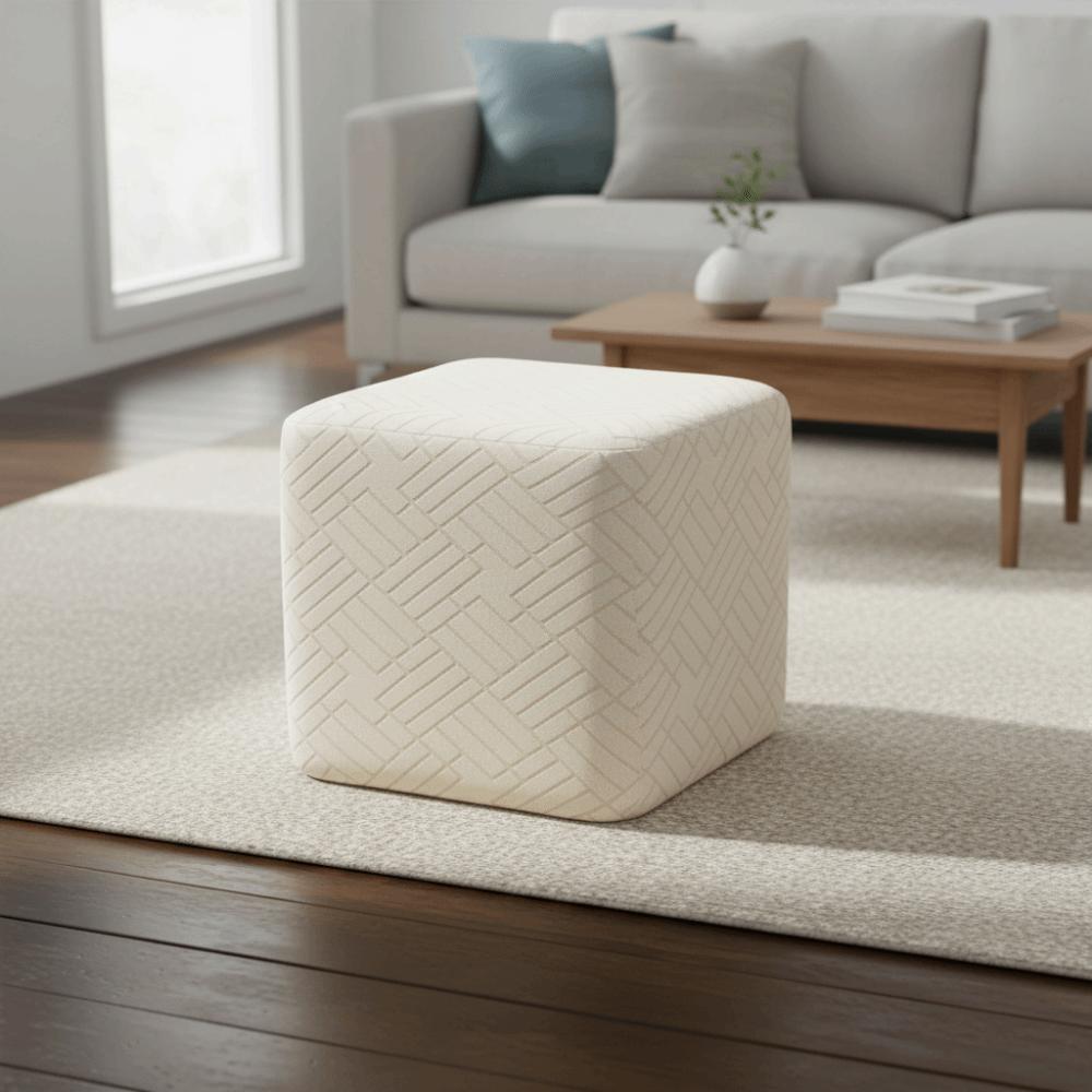 Elastic Ottoman Footstool Cover Jacquard Square Foot Stool Slipcover Stool Cover Living Room