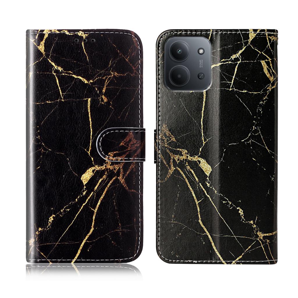 Dla Xiaomi Redmi Redmi 15C 4G (UE) (173mm)/15C 5G (UE) (173mm)/Poco C85 4G (173mm) Etui Marmurkowy Lakier Skórzane Etui na Telefon