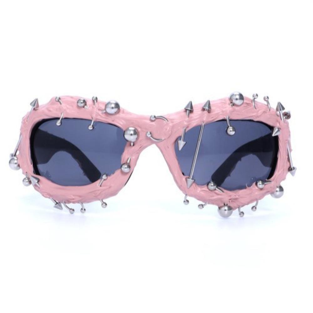Face Small Sunglasses Street Punk Rivets Metal Color Sunglasses Trendy Glasses