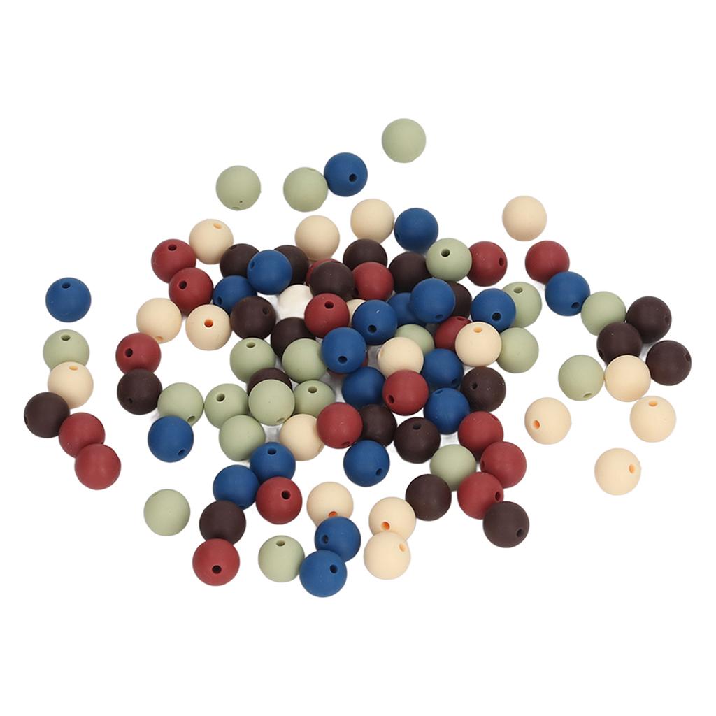 100pcs 9mm Silicone Beads DIY Round Multiple Colors Silicone Loose Beads for Necklaces Baby Toys Type A