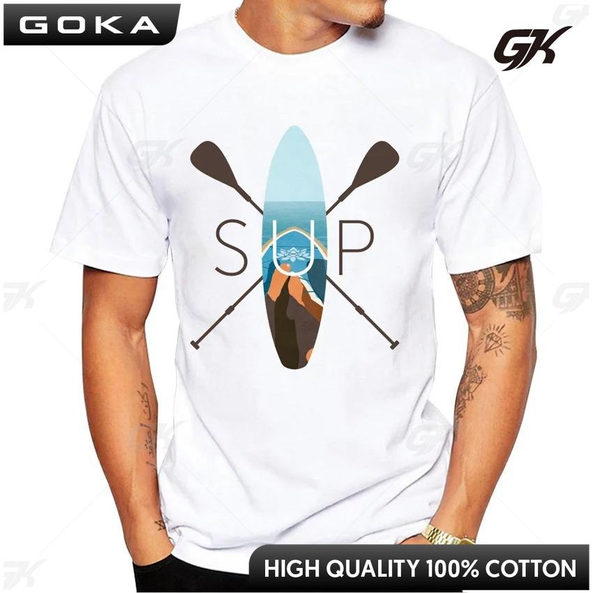 Relax Paddle Board SUP TShirt New Summer Men Short Sleeve Boy Tops Stand Up Paddle Sport Mans White Round Short Sleeved Tops