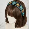 MAIA Flower Jacquard Hairband - Plain Blue