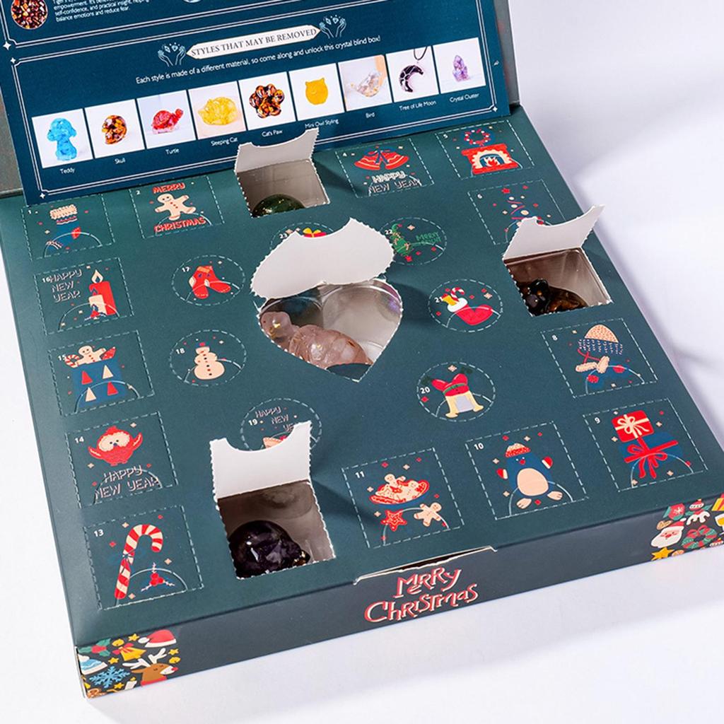 Natural Crystal Calendar Advent Calendar 24 Days Learning Toys Rock Collection Christmas Countdown Calendar For Teens Kids