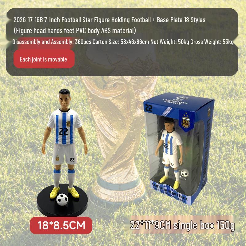 2026 World Cup Soccer Stars Figurines: CR7, Messi, Neymar, Mbappé Dolls