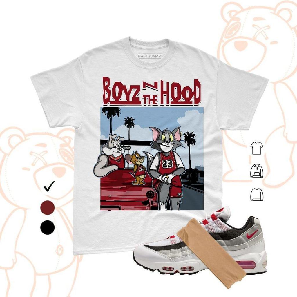 AM 95 OG Comet Red White Neutral Grey Match Shirt and kids tshirt 2026, Sneaker Matching Tee, Bella Canvas, THEHOOD Nasty