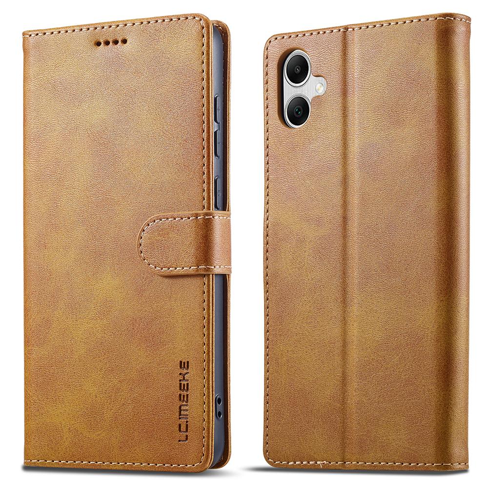 

LC.IMEEKE For Samsung Galaxy A07 Case Calf Texture PU Leather Stand Wallet Phone Cover Yellow