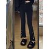 Women's Plus Size Elastic High-Waisted Straight-Leg Jeans - Black, Slimming & Cropped for Chubby Girls, Spring/Autumn Flare Pants
