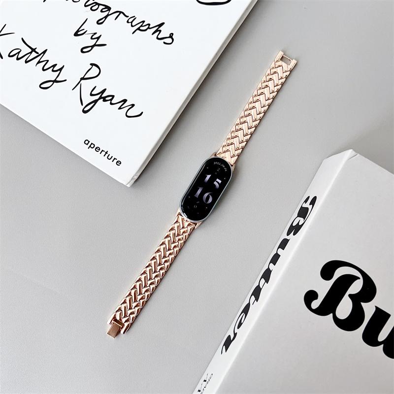 

Ремешки из нержавеющей стали для Xiaomi Mi band 9. Прочный ремешок из нержавеющей стали для браслета Mi Band 8. розовый