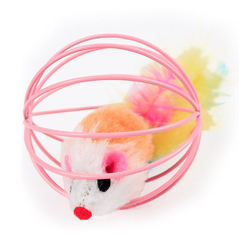 Jucărie amuzantă pentru pisici, 5 bucăți, cușcă de fier, șoarece, pene, jucărie pentru animale de companie, minge, șoarece de pluș pentru pisici, câine, jucării interactive de dresaj pentru pisici, produse pentru animale de companie