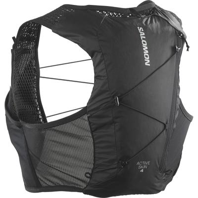 SALOMON ACTIVE SKIN 4 NO FLASKS Trail Running Hydration Vest LC2205400, Unisex, Black/Metal, Size S