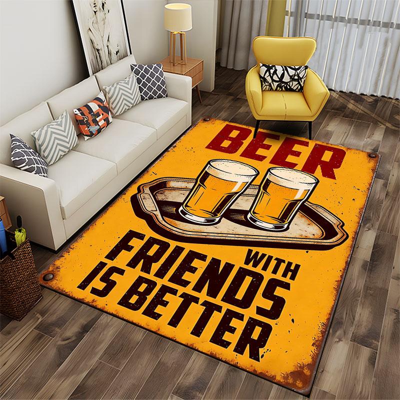 Beer With Friends Art Carpet suitable as a non-slip mat for the living room or bedroom sofa