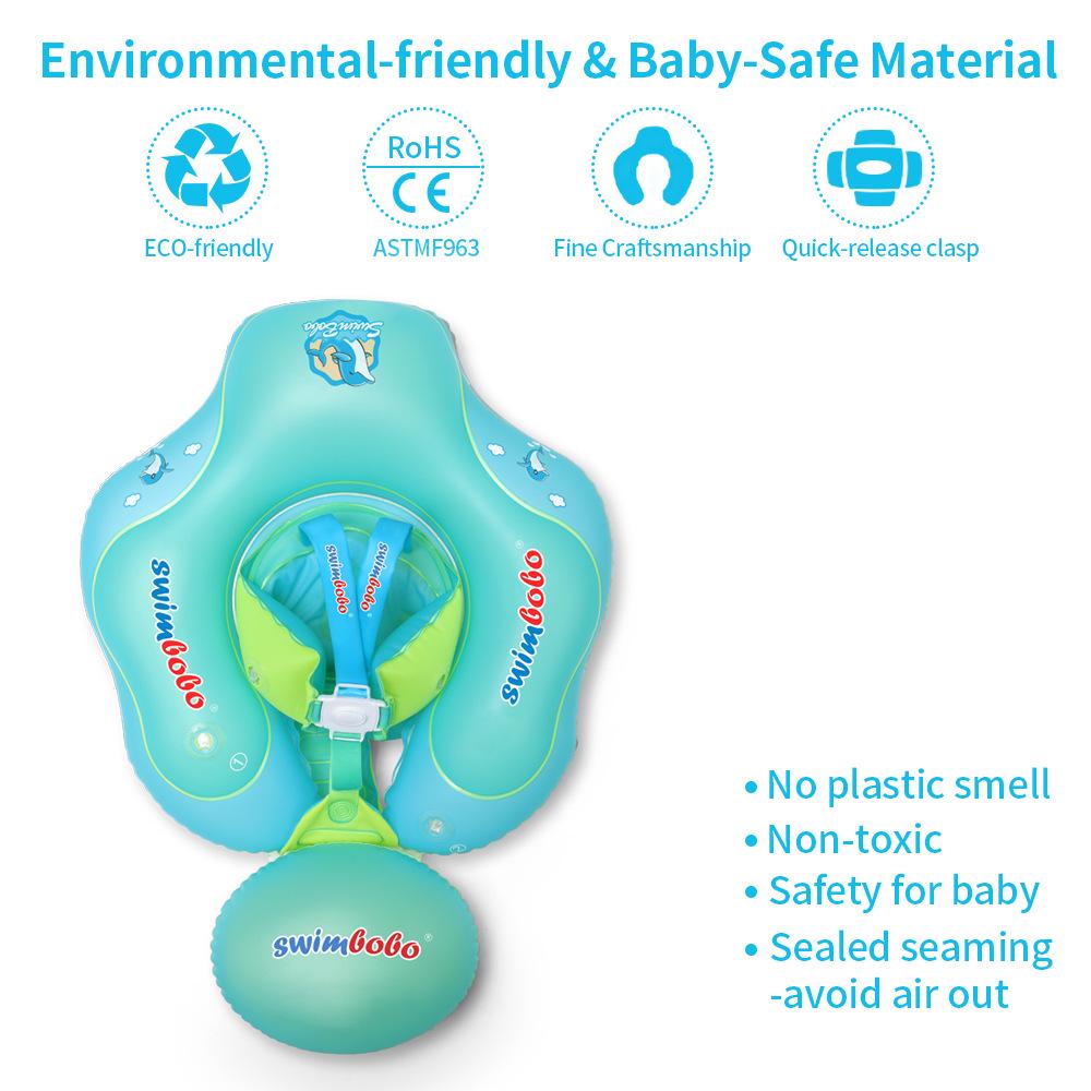 Thickened Double-Layer Baby Swim Ring with Sun Protection - Lie-On Design for Outdoor Use