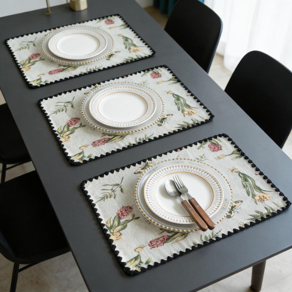 Washable Cotton Linen Dining Pads 12 x 18 Inch Easy Care for Home Kitchen Restaurant Decor Placemats