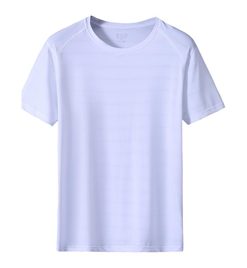 Men's Short Sleeve Ice Silk Crew Neck T-shirt - Custom Logo, Loose Fit, Trendy Casual Wear