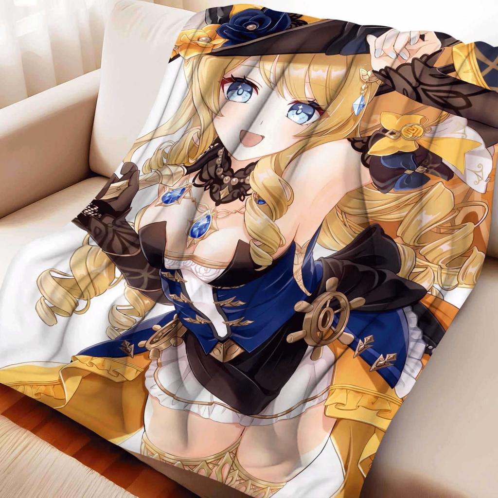 Game Genshin Impact Navia Caspar Flannel Blanket Cover Warmth Soft Anime Blanket Multifunctional Decor Home Universal Blankets