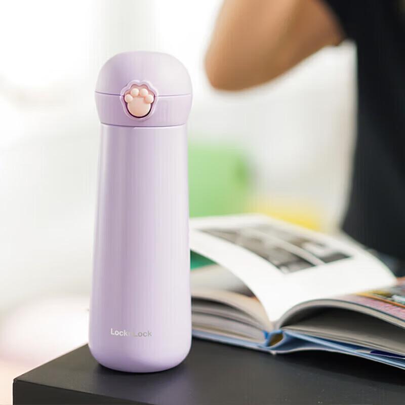 Lock&Lock Meow Bounce Stainless Steel Insulated Bottle, 400mL