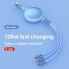 Universal 100w 3in1 Tpe Fast Charging Data Cable For Car And Phone Use