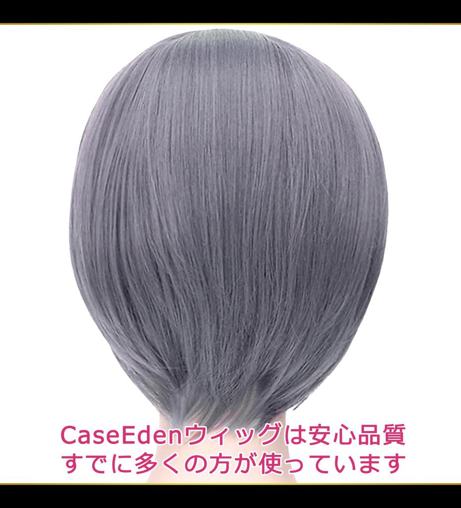CaseEden Cosplay Wig, Premium, Smooth Short Bob, Dark Silver Hair, WIG6132