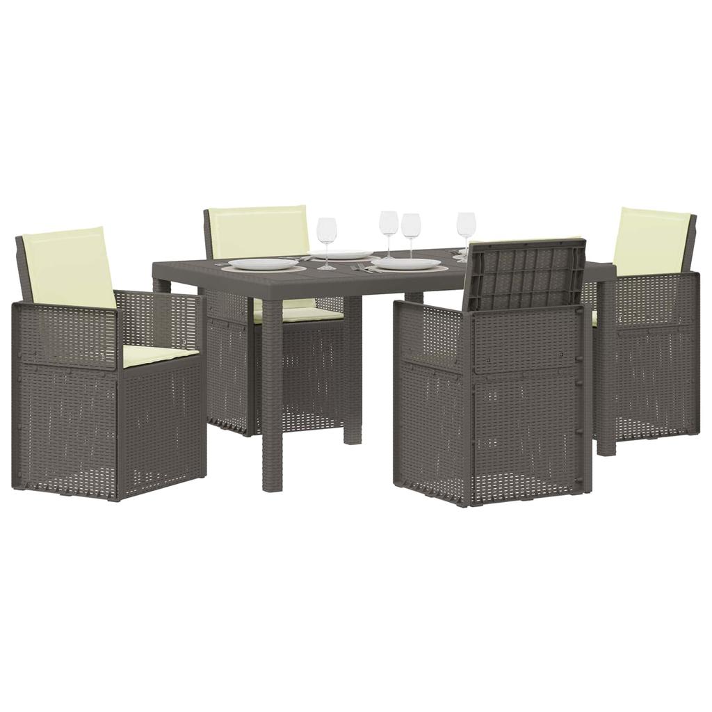 Garden Dining Set 5 pcs Light Grey and Cream PP