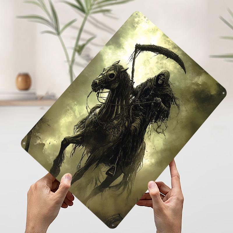 Death On Horseback Printed Poster Customized Wall Art Retro Vintage Metal Tin Signs for Man Cave Office Decor Garage Decoration