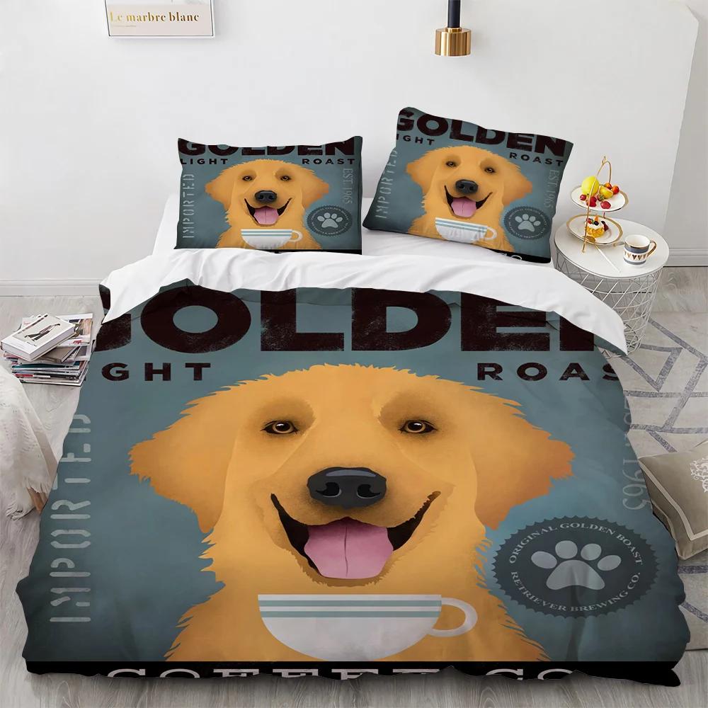 Poszewka na kołdrę z kreskówkowym psem Ładna ilustrowana szczeniak zwierzęcy abstrakcyjny obraz sztuka sypialniana dekoracje poszewka na kołdrę dla dzieci