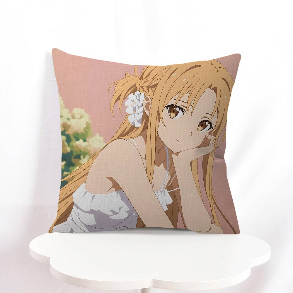 A-Asuna Cartoon Cushion Cover Pillowcase Upholstery Sofa Throw Pillow Home Decor Pillowcas