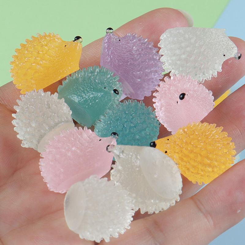 5Pcs/Set Colorful Luminous Hedgehog Decoration Resin Glow In The Dark Cute Animal Tank Aquarium Micro Landscape Decor