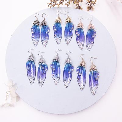 Fashion Jewelry Butterfly Earring Fairy Simulation Insect Wing Hook Earring Translucent Cicada Wing Drop Earrings Woman Jewelry