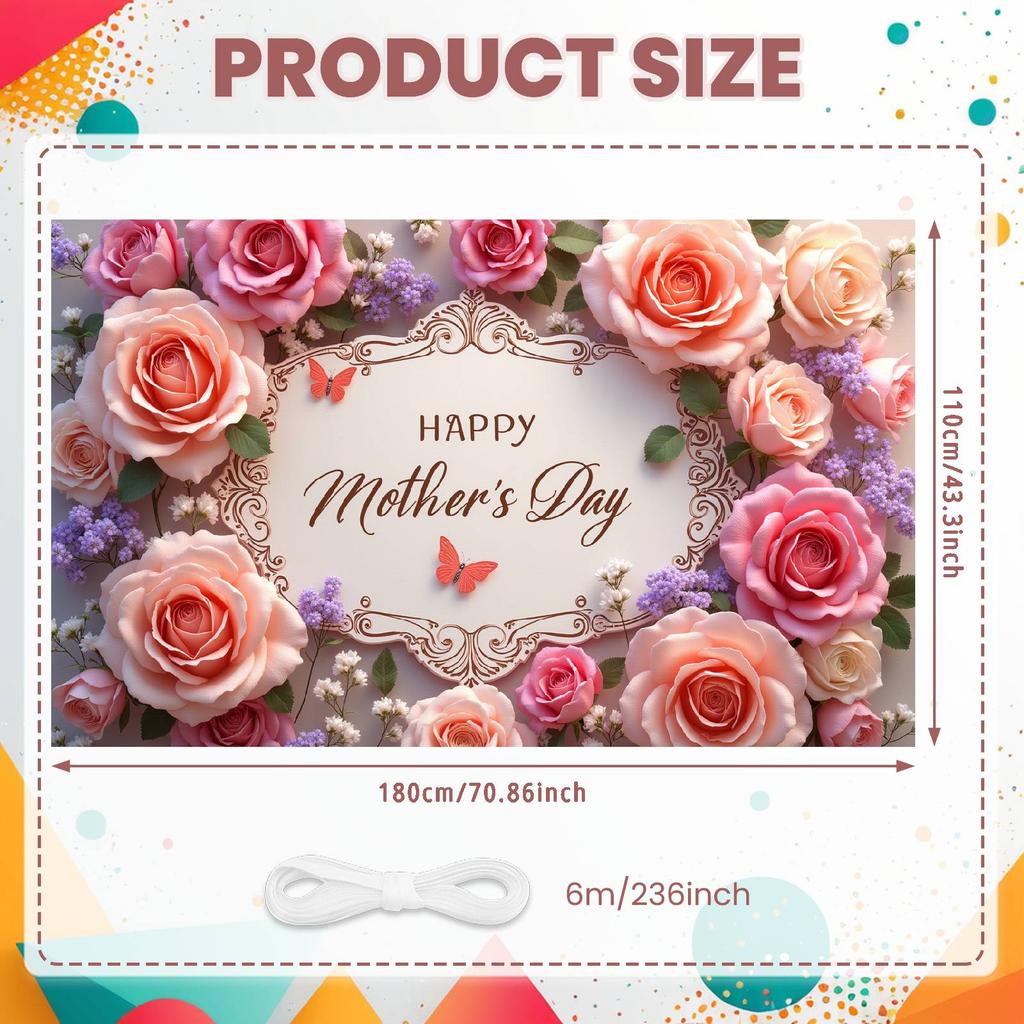Greeting Background Botanical Holiday Display Happy Mother's Day Background Greenery Ornament Mother's Day Backdrop