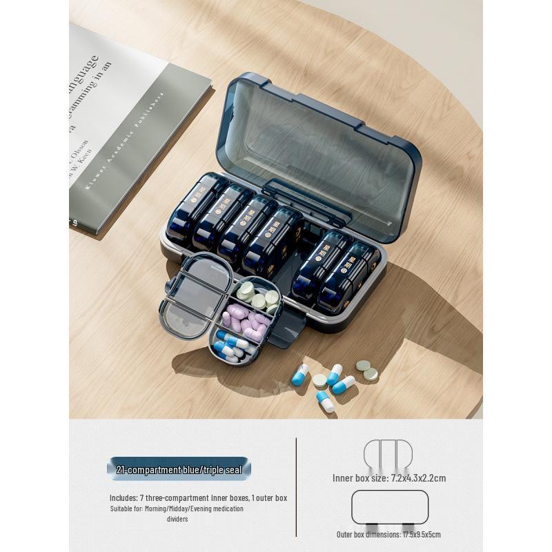 Compact 7-Day Japanese Pill Organizer with Three-Daily Dose Reminder