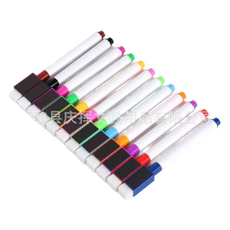 Magnetic Erasable Whiteboard Markers for Kids - 8 Water-Based Colors with Brush and Magnetic Tape