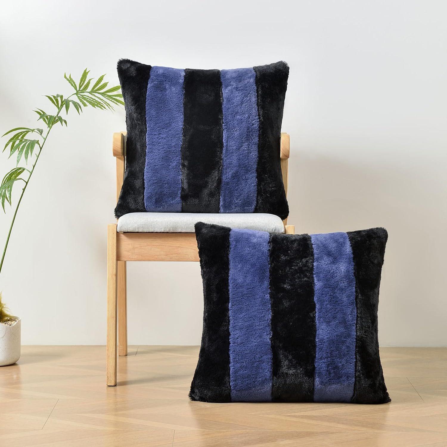 

Наволочка из кроличьего меха в стиле инс, однотонная, в вертикальную полоску, большая подушка, скандинавская прямоугольная наволочка для подушки 40 × 40cm